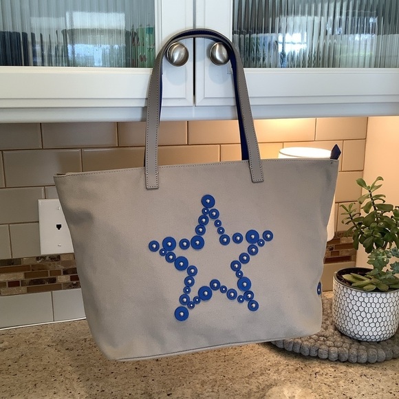 Agnes B. Handbags - Agnes B. Tan Tote Bag Star Design